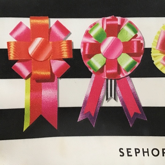 SEPHORA HOLIDAY STRIPED MAKE UP BAG NWOT - Picture 3 of 8
